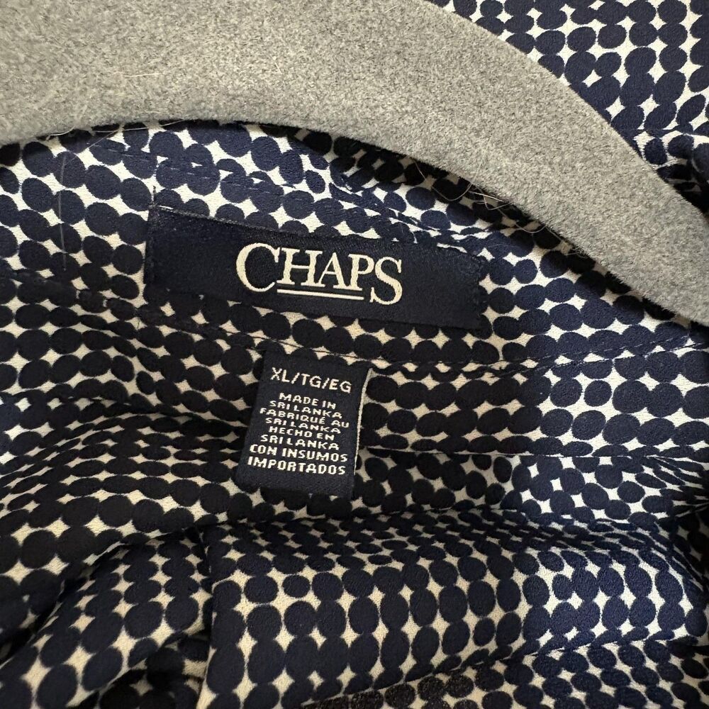 Chaps Shirt Womens XL Blue Polka Dot Button Front Long Sleeve Lightweight Top - Picture 4 of 5